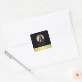 Black & gold design, Logo or Photo in gold circle, Vierkante Sticker (Envelop)
