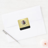 Black & gold design, Logo or Photo in gold circle, Vierkante Sticker (Envelop)