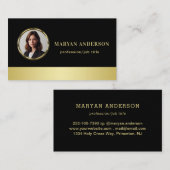 Black & gold design, Logo or Photo in gold circle, Visitekaartje (Voorkant / Achterkant)