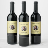 Black & gold design, Logo or Photo in gold circle, Wijn Etiket (Flessen)