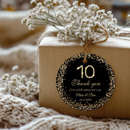 Black & Gold Diamond 10th Anniversary Thank you Bedankjes Labels