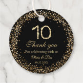 Black & Gold Diamond 10th Anniversary Thank you Bedankjes Labels (Voorkant)