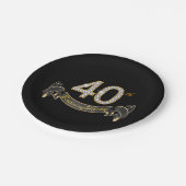 Black Gold Diamond 40e verjaardagsfeestje Papieren Bordje (Gekanteld)