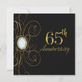 Black & Gold Diamond Chic 65 65e verjaardag Kaart (Achterkant)
