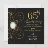 Black & Gold Diamond Chic 65 65e verjaardag Kaart (Voorkant)