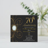 Black & Gold Diamond Chic 70 70ste verjaardag Kaart (Staand voorkant)