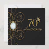 Black & Gold Diamond Chic 70 70ste verjaardag Kaart (Achterkant)