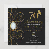 Black & Gold Diamond Chic 70 70ste verjaardag Kaart (Voorkant)