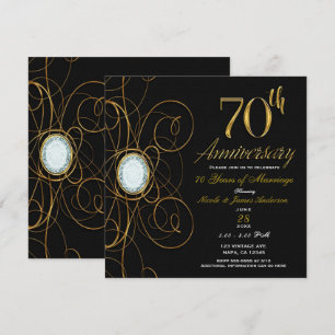 Black & Gold Diamond Chic 70 70ste verjaardag Kaart