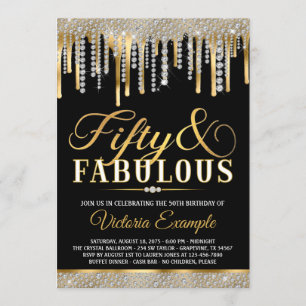 Black Gold Diamond Drip Fabulous 50 verjaardagsfee Kaart