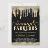 Black Gold Diamond Drip Fabulous 70 Verjaardagsfee Kaart (Voorkant)