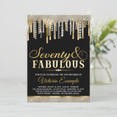 Black Gold Diamond Drip Fabulous 70 Verjaardagsfee Kaart (Staand voorkant)