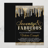 Black Gold Diamond Drip Fabulous 70 Verjaardagsfee Kaart (Voorkant / Achterkant)