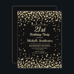 Black Gold Diamond Glitter Women's 21st Birthday Kaart<br><div class="desc">Elegant zwart met gouden diamanten glitter 21ste verjaardag uitnodiging voor vrouwen. De zwarte achtergrondkleur is aanpasbaar wanneer u het ontwerpgereedschap gebruikt. Neem contact met ons op voor hulp bij aanpassingen of om passende producten aan te vragen.</div>