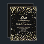 Black Gold Diamond Glitter Women's 21st Birthday Kaart<br><div class="desc">Elegant zwart met gouden diamanten glitter 21ste verjaardag uitnodiging voor vrouwen. De zwarte achtergrondkleur is aanpasbaar wanneer u het ontwerpgereedschap gebruikt. Neem contact met ons op voor hulp bij aanpassingen of om passende producten aan te vragen.</div>