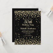 Black Gold Diamond Glitter Women's 50th Birthday Kaart (Voorkant / Achterkant in situ)