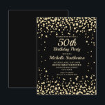 Black Gold Diamond Glitter Women's 50th Birthday Kaart<br><div class="desc">Elegant zwart met gouden diamanten glitter uitnodiging voor vrouwen op 50ste verjaardag. Neem contact met ons op voor hulp bij aanpassingen of om passende producten aan te vragen.</div>