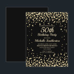 Black Gold Diamond Glitter Women's 50th Birthday Kaart<br><div class="desc">Elegant zwart met gouden diamanten glitter uitnodiging voor vrouwen op 50ste verjaardag. Neem contact met ons op voor hulp bij aanpassingen of om passende producten aan te vragen.</div>