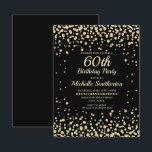 Black Gold Diamond Glitter Women's 60th Birthday Kaart<br><div class="desc">Elegant zwart met gouden diamanten glitter uitnodiging voor vrouwen op 60ste verjaardag. Neem contact met ons op voor hulp bij aanpassingen of om passende producten aan te vragen.</div>