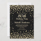 Black Gold Diamond Glitter Women's 80th Birthday Kaart (Voorkant)