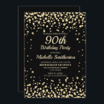 Black Gold Diamond Glitter Women's 90th Birthday Kaart<br><div class="desc">Elegant en chic black met gouden diamanten glitter uitnodiging voor vrouwen op de 90ste verjaardag. Neem contact met ons op voor hulp bij aanpassingen of om passende producten aan te vragen.</div>