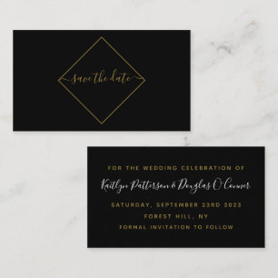 Black & Gold Diamond Save the Date Kaart Visitekaartje