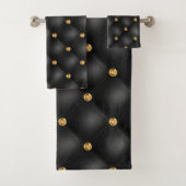 Black Gold Diamond Tufted Bath Towel Set Bad Handdoek (Insitu)