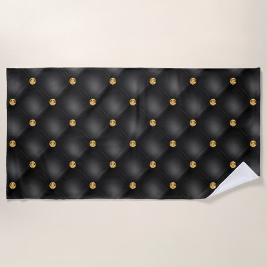 Black Gold Diamond Tufted Beach Towel Strandlaken (Voorkant)