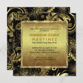 Black Gold & Diamonds Pattern-Elegant Afstudeerder Kaart (Voorkant / Achterkant)