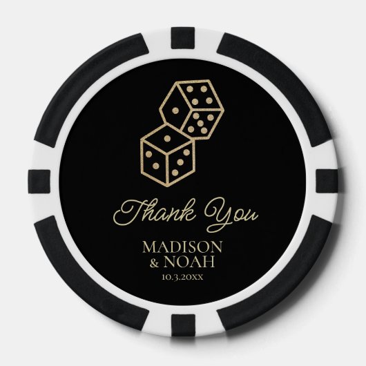 Black & Gold Dice Casino Wedding Favoriet Poker Ch Poker Chips (Voorkant)