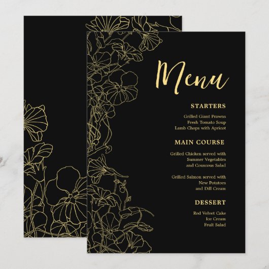 Black Gold Dinner Menu (Voorkant / Achterkant)