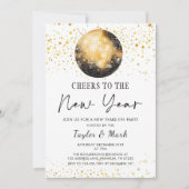 Black Gold Disco Ball juicht oudejaarsavond feest Kaart (Voorkant)