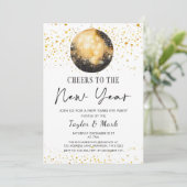 Black Gold Disco Ball juicht oudejaarsavond feest Kaart (Staand voorkant)