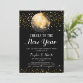 Black Gold Disco Ball juicht oudejaarsavond feest Kaart (Staand voorkant)