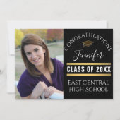 Black Gold Dot Senior Photo High School Afstuderen Kaart (Voorkant)