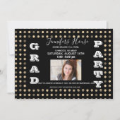 Black Gold Dot Senior Photo High School Afstuderen Kaart (Achterkant)