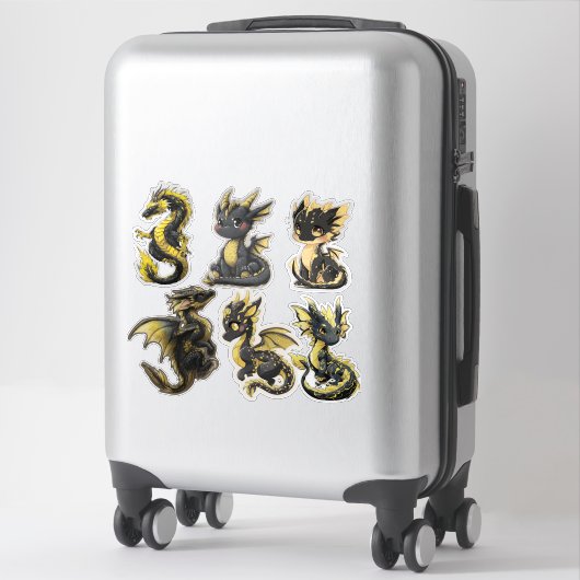 Black & Gold Dragons Custom-Cut Vinyl Sticker (Koffer)