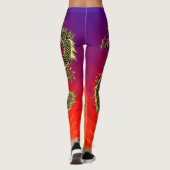 Black Gold Dragons vlammen verloop Leggings (Achterkant)
