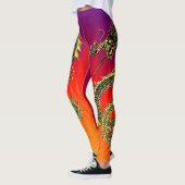 Black Gold Dragons vlammen verloop Leggings (Links)