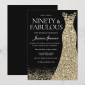 Black Gold Dress 90th Birthday Kaart (Voorkant / Achterkant)