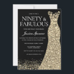 Black Gold Dress 90th Birthday Kaart<br><div class="desc">Black Gold Dress NInety & Fabulous 90th Birthday Variations to the uitnodiging and matching items in onze winkel</div>