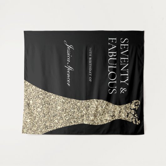 Black Gold Dress zevy & Fabulous 70th Birthday Wandkleed (Voorkant (horizontaal))