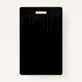 Black & Gold Drips Glitter Verjaardagsfeestje VIP Badge (Achterkant)