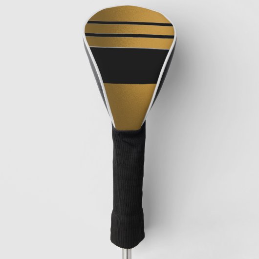 Black & Gold Driver Hoesje Golfheadcover (Voorkant)