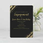 Black Gold Dust Corners Glam Modern Verloving Kaart (Staand voorkant)