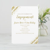 Black Gold Dust Corners Glam Modern Verloving Kaart (Staand voorkant)