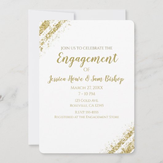 Black Gold Dust Corners Glam Modern Verloving Kaart (Voorkant)