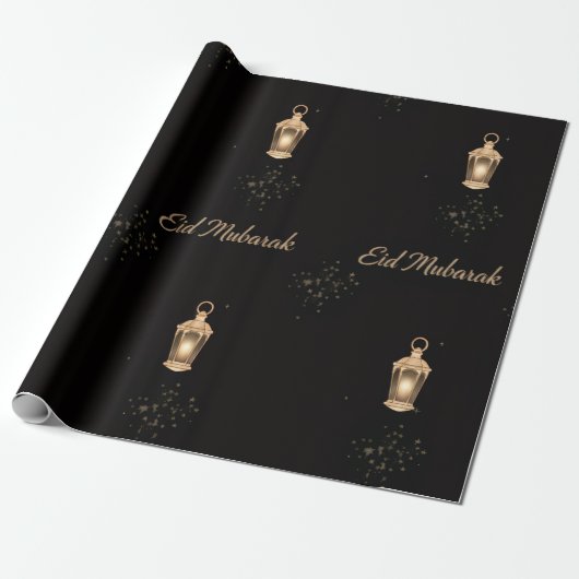 Black/Gold Eid Wrapping Paper Cadeaupapier (Uitgerold)