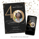 Black Gold Elegant Calligraphy Foto 40th Birthday Kaart<br><div class="desc">Zwart Goud Elegante Kalligrafie Foto 40e Verjaardag Uitnodiging. En elegant ontworpen speciale verjaardagsviering uitnodiging,  met een aangepaste foto van verjaardagspersoon en script kalligrafie met  bloeiende elementen. Eenvoudig genoeg om een verscheidenheid aan thema's en kleuren te passen! Hulp nodig? Neem gewoon contact met mij op!</div>