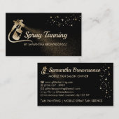 Black Gold Elegant Calligraphy Tan Spray Visitekaartje (Voorkant / Achterkant)